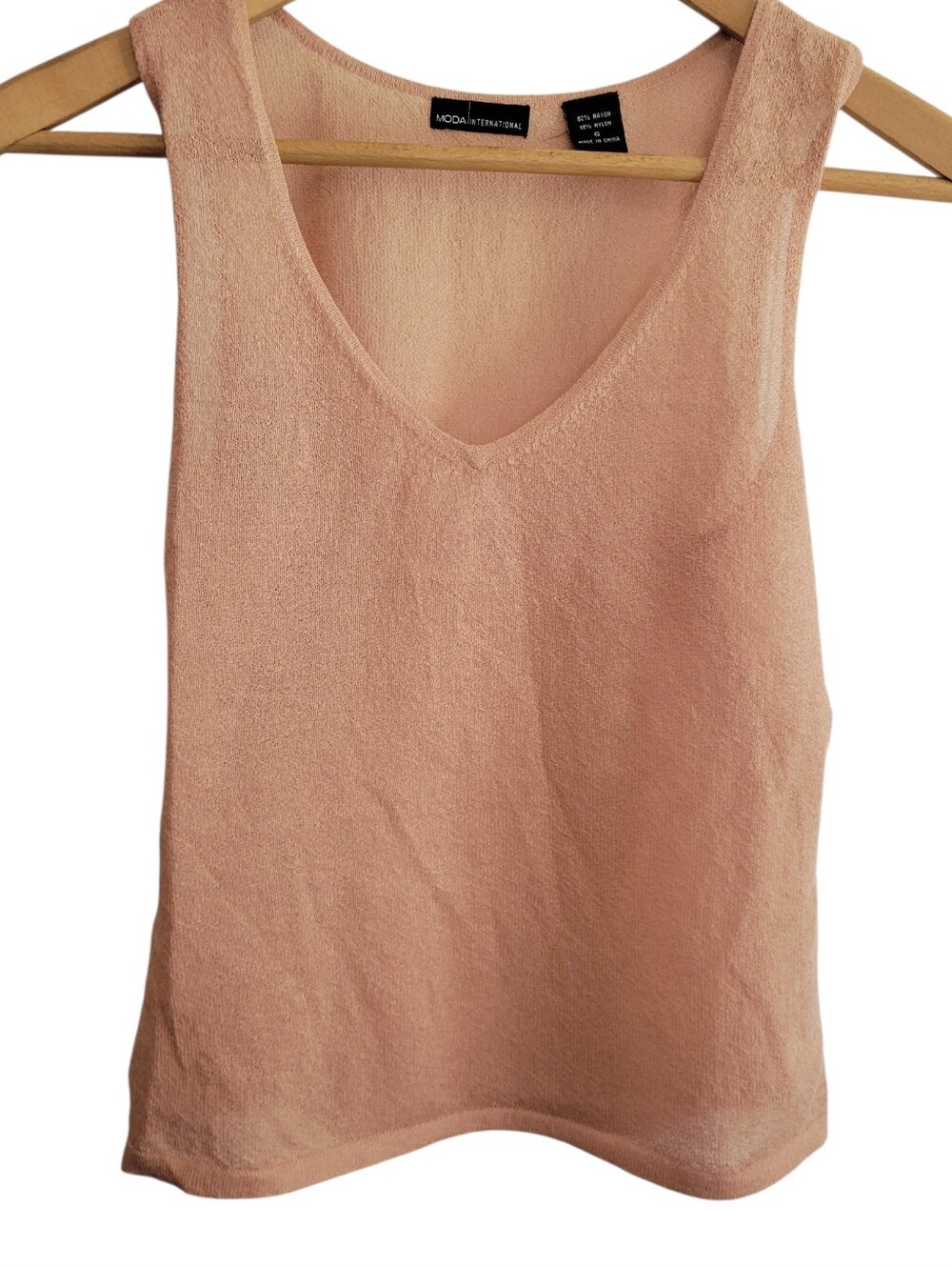 Vintage Moda International sheer Rayon Peach Color tank sz S